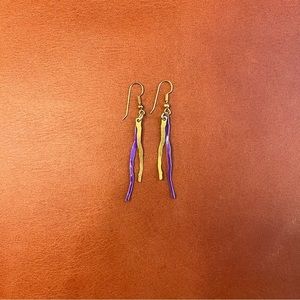 Purple & Gold Metal Wave Earrings